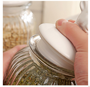 Bird Deer Squirrel Ceramic Lidded Glass Strainer Jar Wide Mouth Containers Bulk with Lids