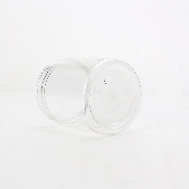 Biscuit container empty 250g wide mouth pet plastic transparent empty food jar with gold lid