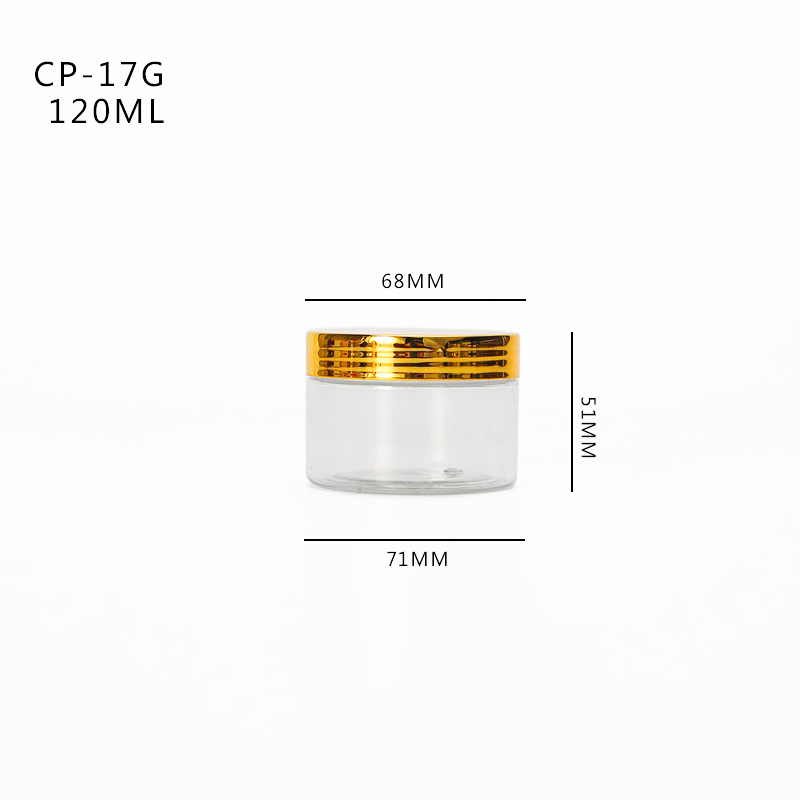 Biscuit container empty 250g wide mouth pet plastic transparent empty plastic Skin Care Cream jar with gold lid