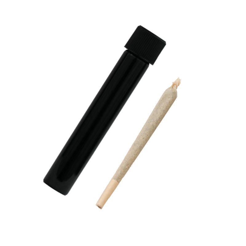 Black 116mm Child Resistant Screw Top Glass Pre-Roll Tube
