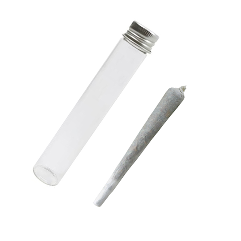 Black 116mm Child Resistant Screw Top Glass Pre-Roll Tube