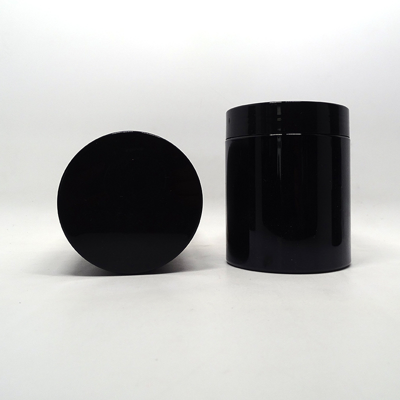 Black 16 Oz 500ml Cream Plastic Jar Container For Pomade