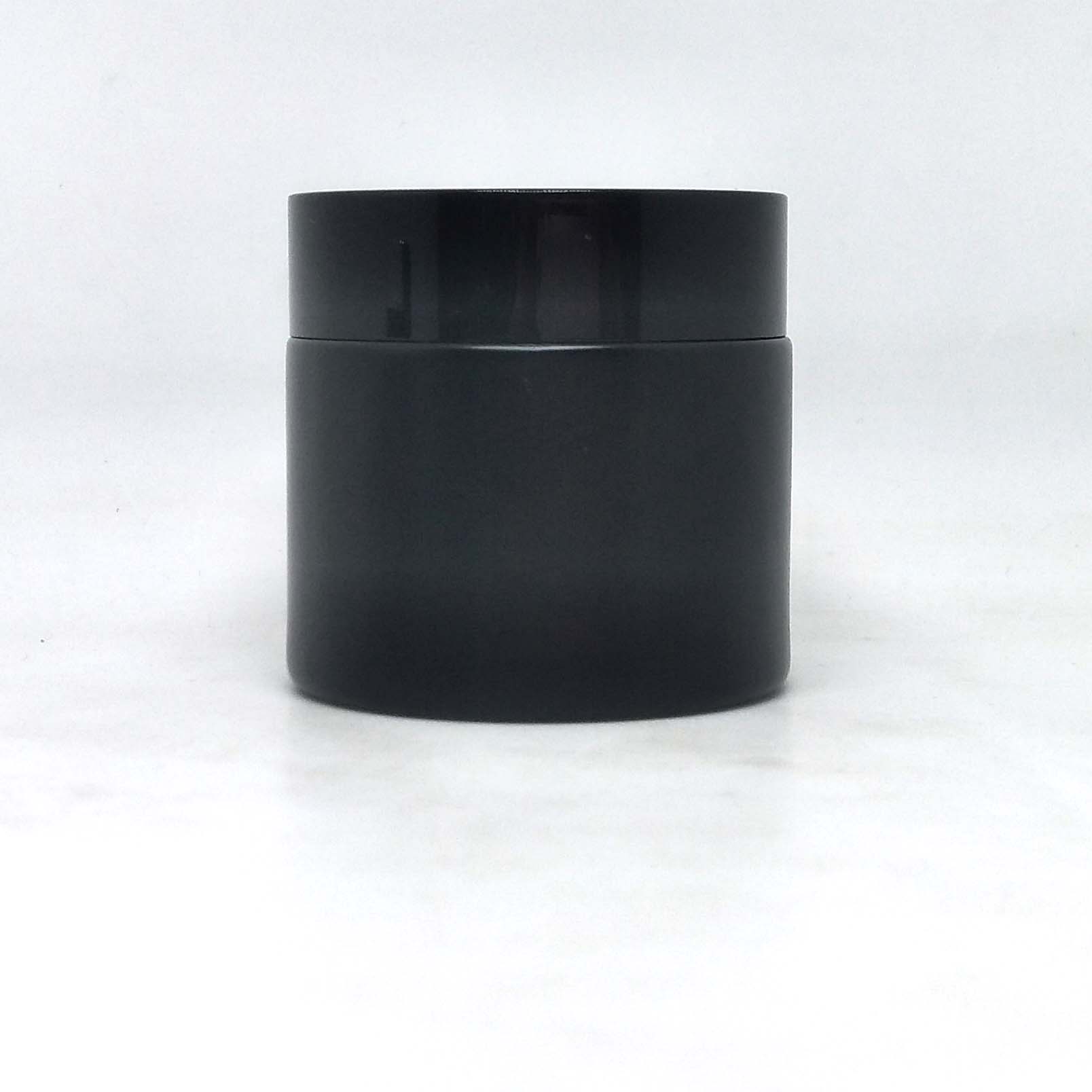 Black 1oz 2oz Glass Cosmetic Cream Jars glass packaging cosmetics with silver lid