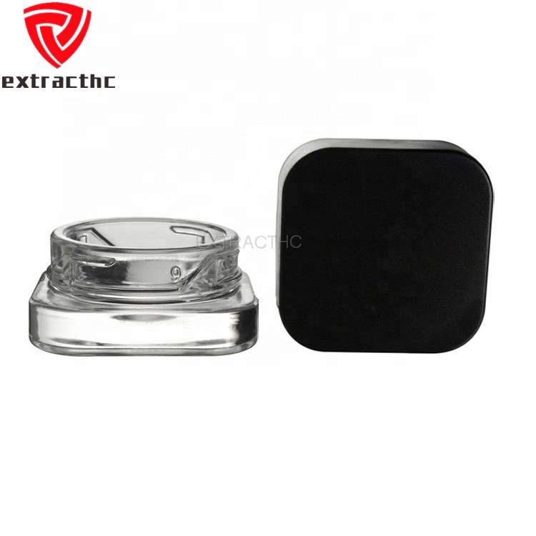 Black 5ml Cube Glass Concentrate Jar with CR Lid Thick Oil Wax Dab Container White Jar with Child Proof Lid bottle