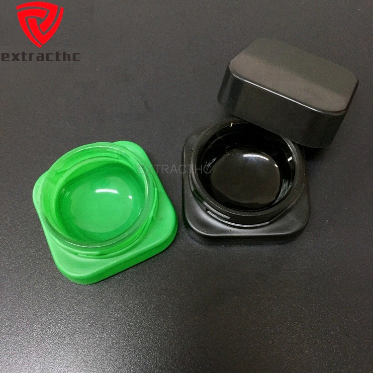 Black 5ml Cube Glass Concentrate Jar with CR Lid Thick Oil Wax Dab Container White Jar with Child Proof Lid bottle