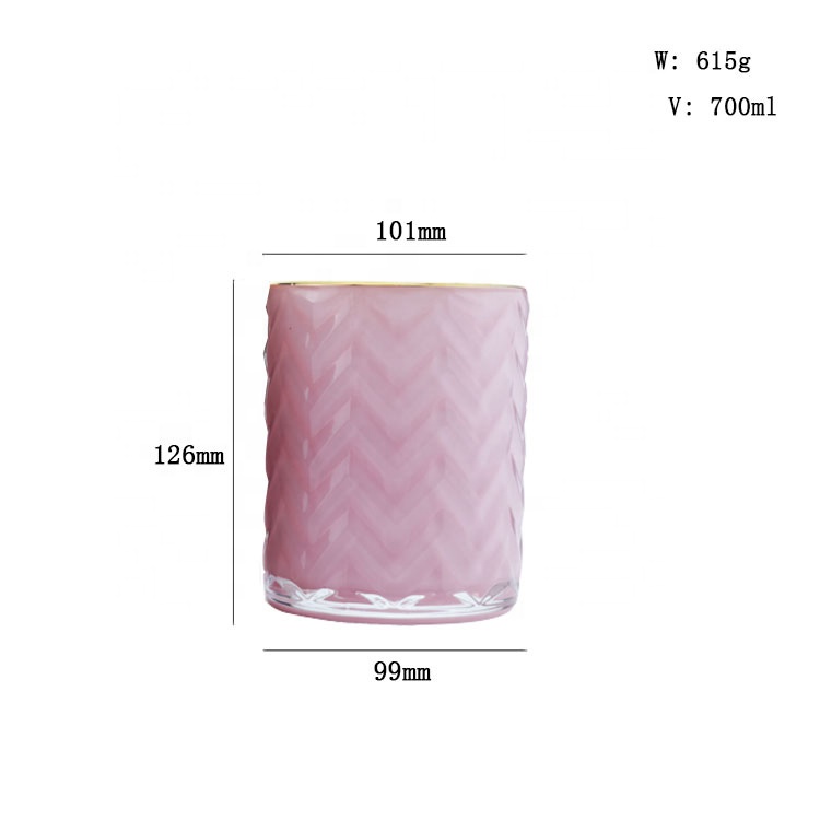Black And Pink Glass Candle Jar Glass Jar With Gold Edge Customizable Glass Candle Holder
