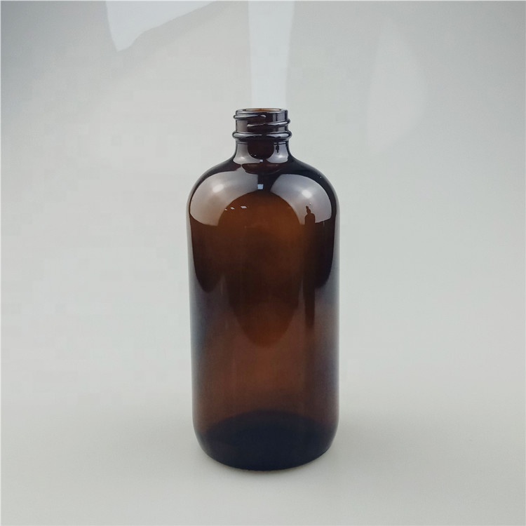 Black Boston Round Glass Lotion soap pump Bottle 500ml With Pump Dispenser