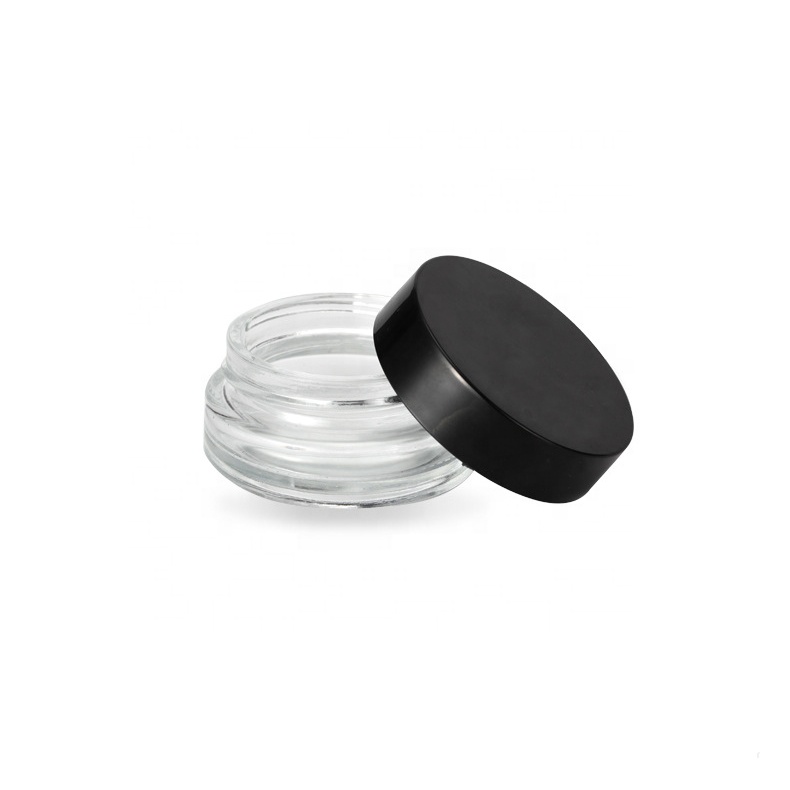 Black Cap Transparent Glass Thick bottom Eye Cream 10g Cosmetic Glass Jar