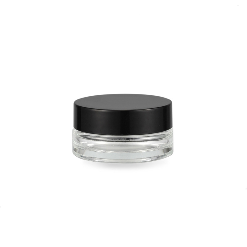 Black Cap Transparent Glass Thick bottom Eye Cream 10g Cosmetic Glass Jar