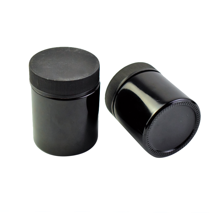 Black Childproof jars glass child resistant packaging 2oz  4oz glass jars with lids