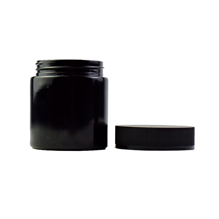 Black Childproof jars glass child resistant packaging 2oz 4oz glass jars with lids