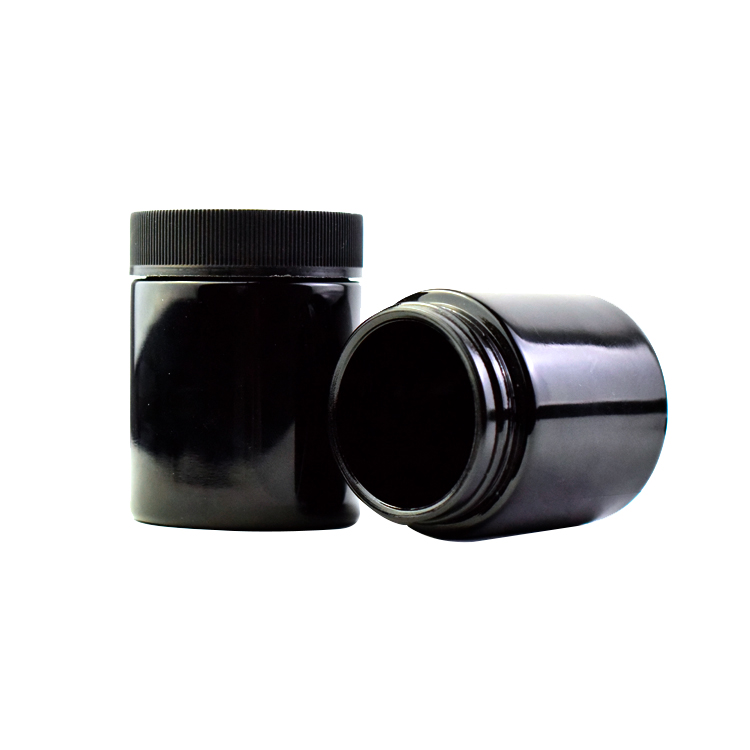 Black Childproof jars glass child resistant packaging 2oz 4oz glass jars with lids