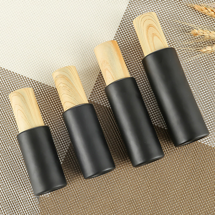 Black Coating Skin Care Cream Containers 10g 30g 50g Glass Cosmetic Jar with Bamboo Lid