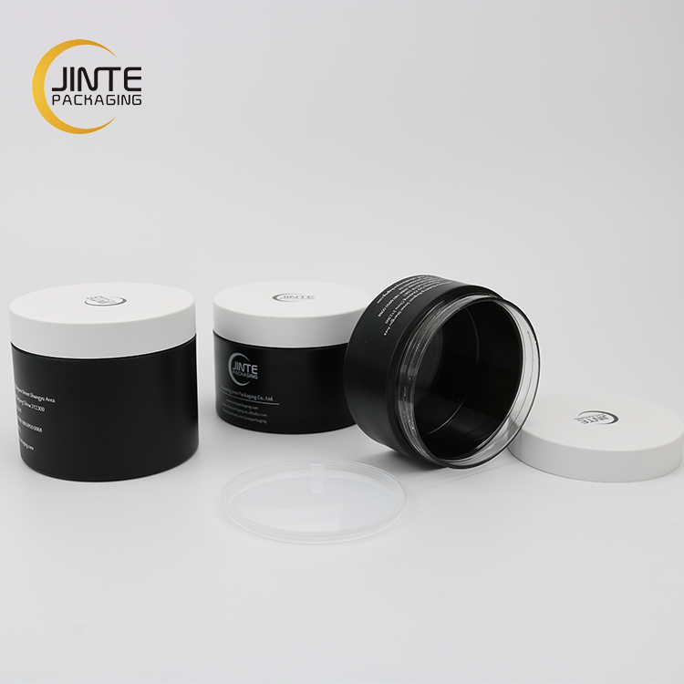 Black Colour Cosmetic Plastic Packaging Jar With White Cover 30g 50g 100g 200g 250g