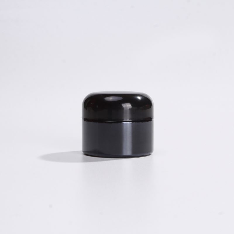 Black Cosmetic Glass Jars For Face Cosmetic Cream Lotion Container With Removable Inner, Black Dome Lids