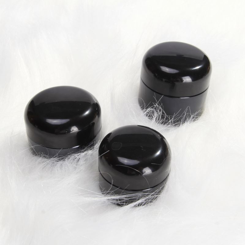 Black Cosmetic Glass Jars For Face Cosmetic Cream Lotion Container With Removable Inner, Black Dome Lids