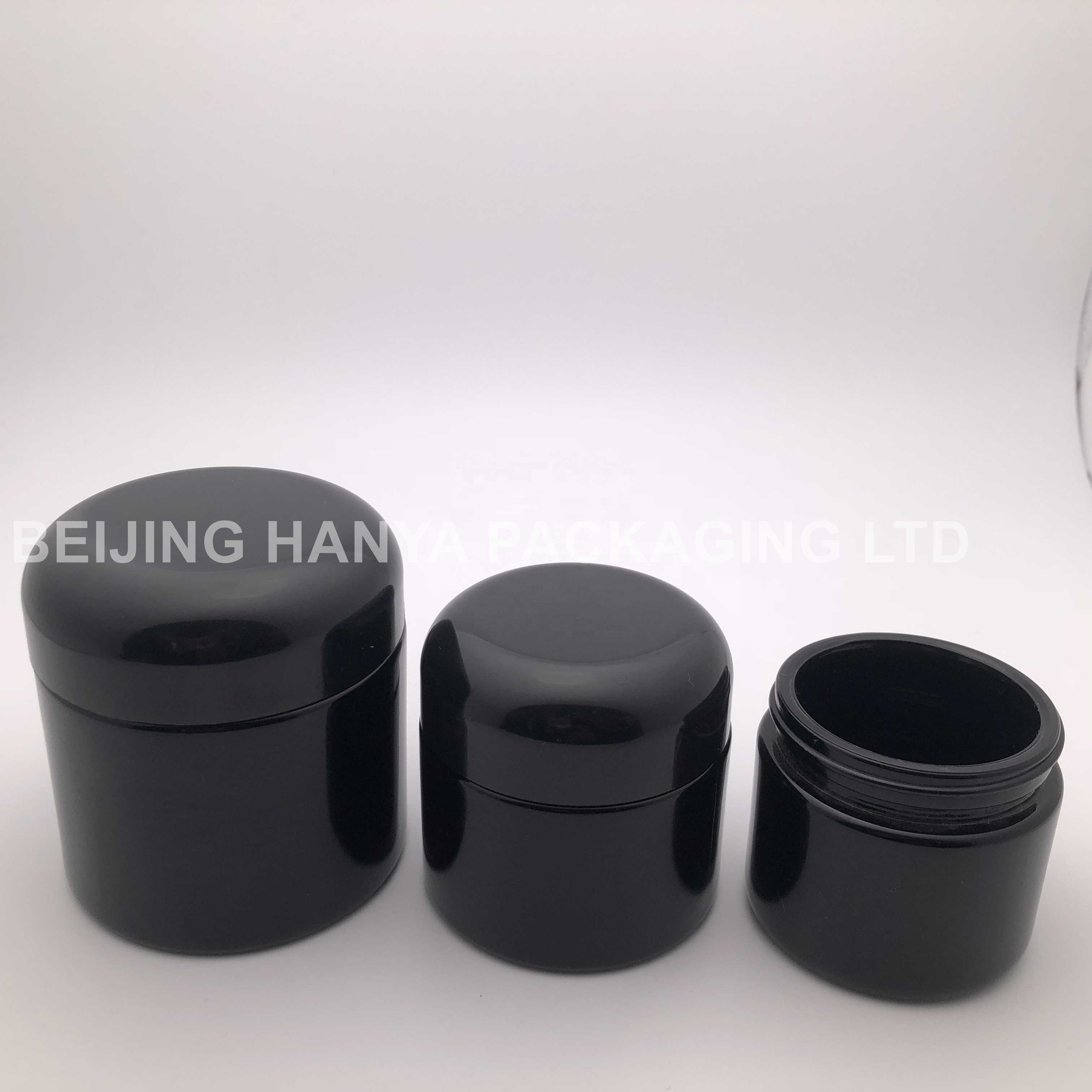 Black Cosmetic Jar Packaging Glass 50g For Face Cream
