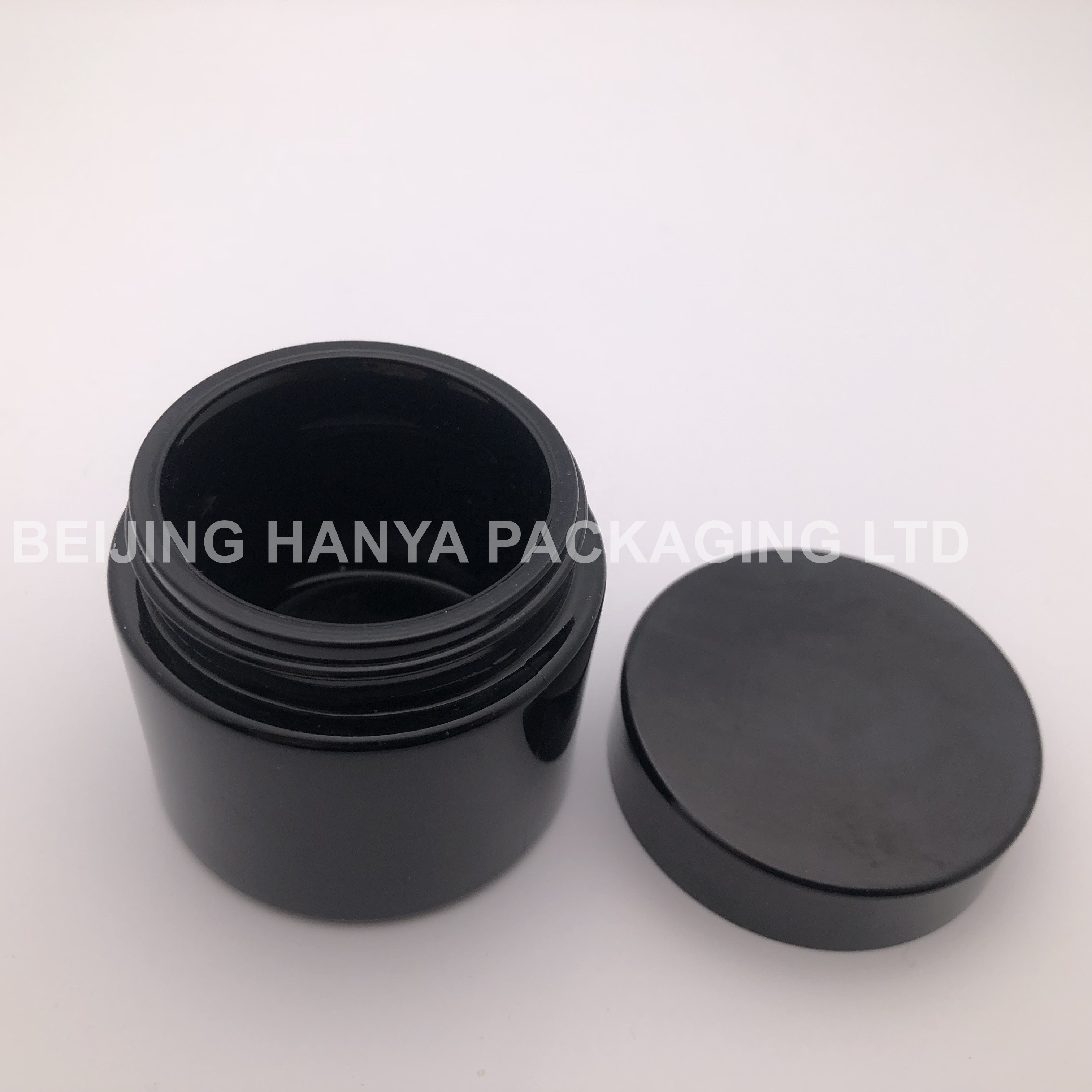 Black Cosmetic Jar Packaging Glass 50g For Face Cream