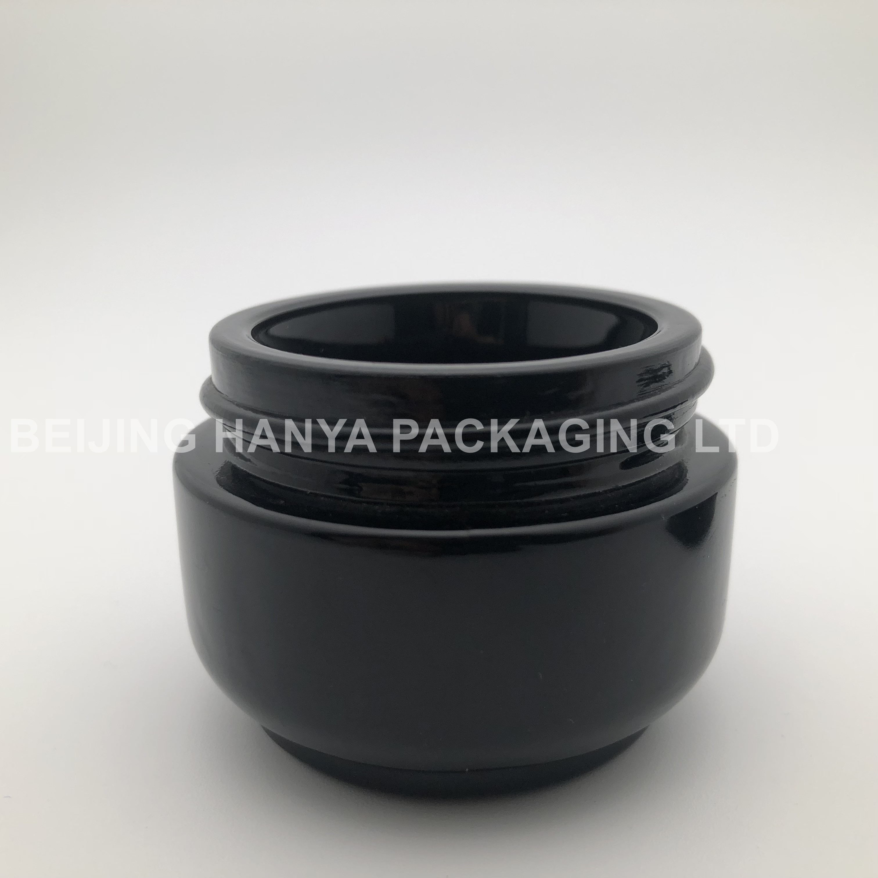 Black Cosmetic Jar Packaging Glass 50g For Face Cream