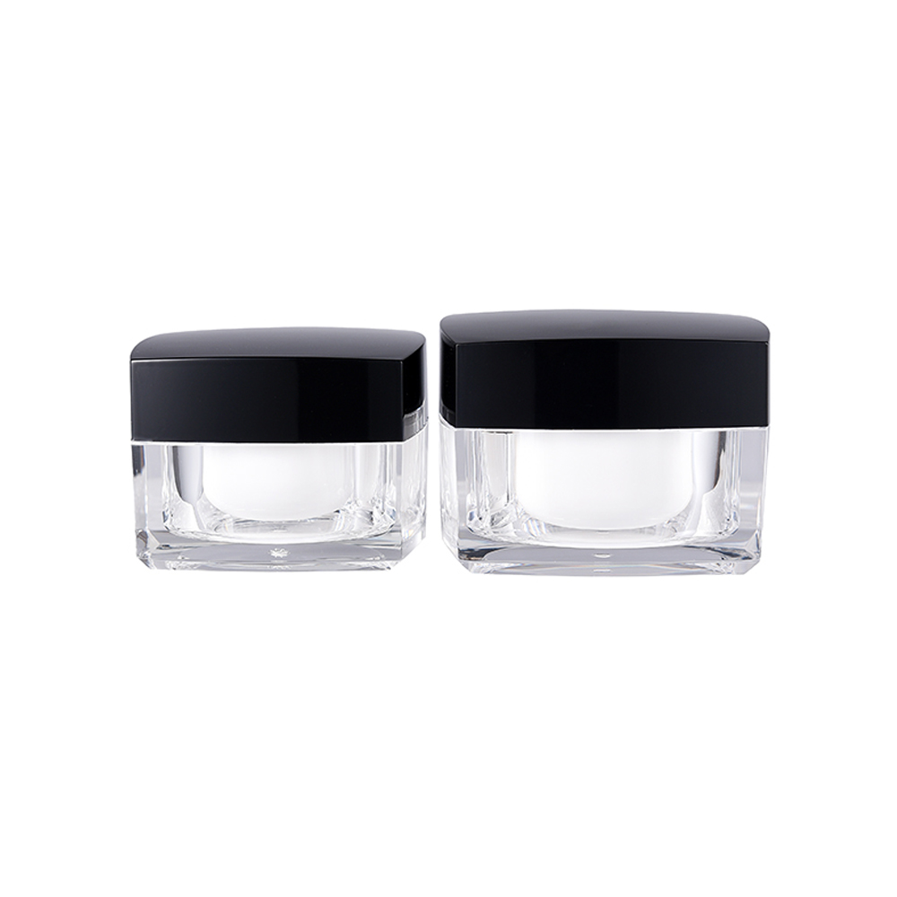 Black Cream Jar High Quality Square Cosmetic Container Empty Plastic Chinese Supplier 50ml Acrylic Skin Care Cream