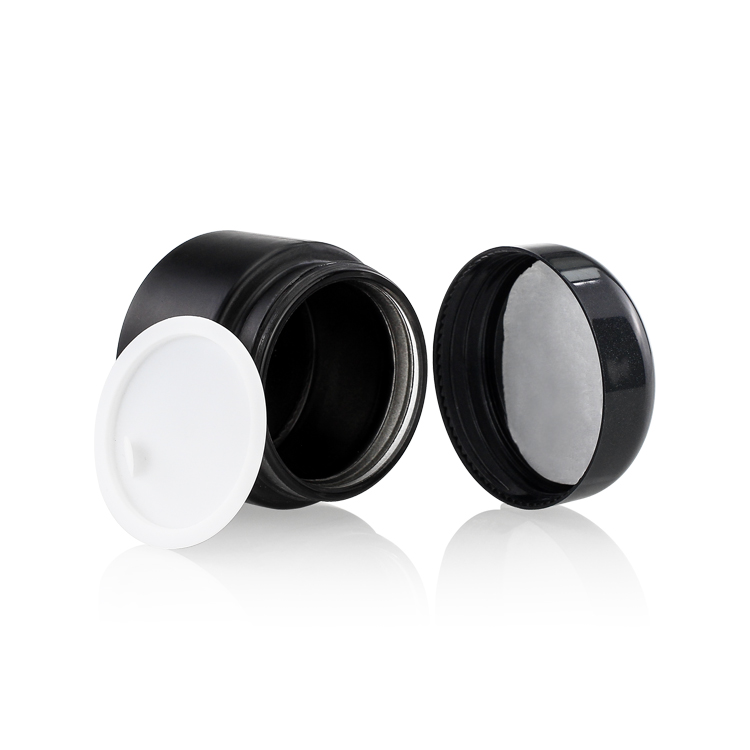 Black Empty Glass Cosmetic Cream Jar Containers 50g Body Cream Jars With Mushroom Cap