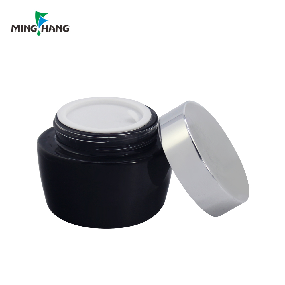 Black Frosted Face Cream Jar Cosmetics Packaging Glass Containers Bottle with Aluminum cap