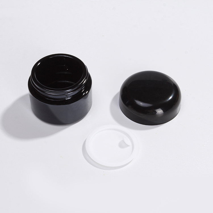 Black Glass 15g 20g 30g 50g Empty Round Glass Eye Cream Jar Cosmetic Cream Glass Jar With Black Lid