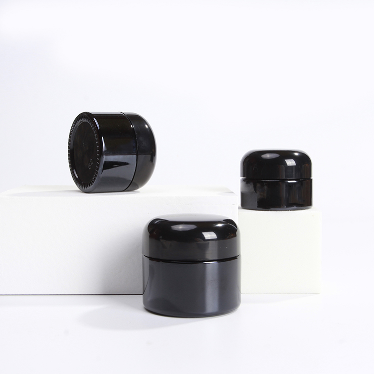 Black Glass 15g 20g 30g 50g Empty Round Glass Eye Cream Jar Cosmetic Cream Glass Jar With Black Lid