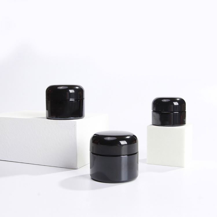 Black Glass 15g 20g 30g 50g Empty Round Glass Eye Cream Jar Cosmetic Cream Glass Jar With Black Lid