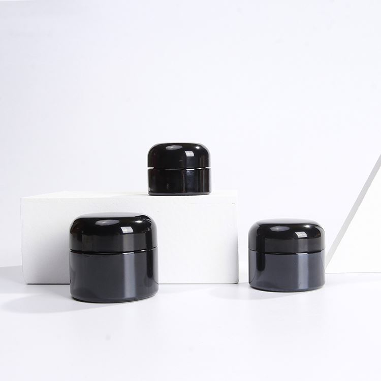 Black Glass 15g 20g 30g 50g Empty Round Glass Eye Cream Jar Cosmetic Cream Glass Jar With Black Lid