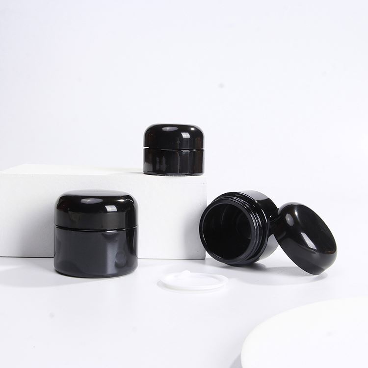 Black Glass 15g 20g 30g 50g Empty Round Glass Eye Cream Jar Cosmetic Cream Glass Jar With Black Lid