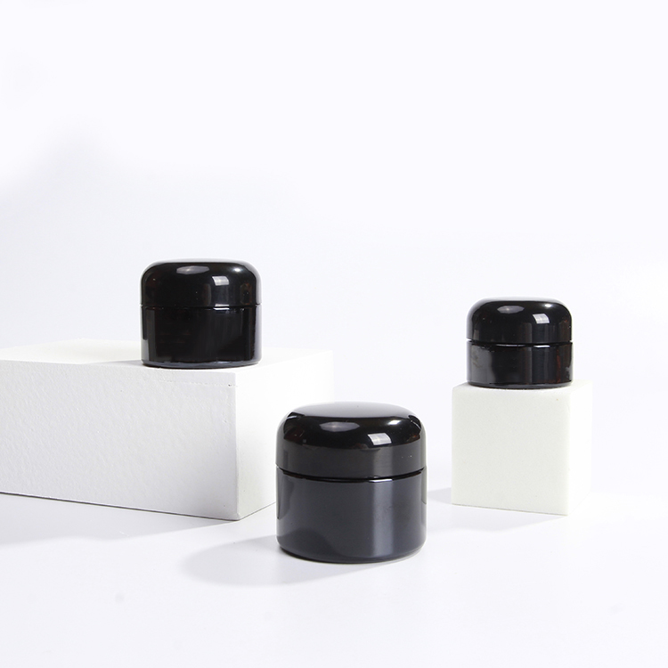 Black Glass 15g 20g 30g 50g Empty Round Jars For Personal Using With CRC Lid