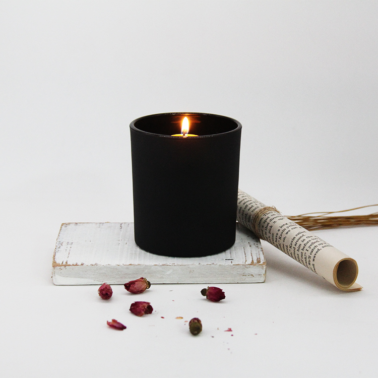Black Glass Candle Jar with Lid, Matte Candle Vessel 10OZ