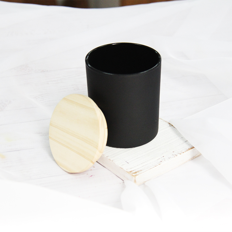 Black Glass Candle Jar with Lid, Matte Candle Vessel 10OZ