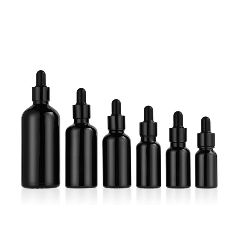 Black Glass Essential Oil Dropper Bottle for cosmetic