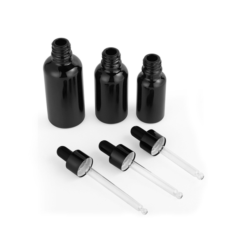 Black Glass Essential Oil Dropper Bottle for cosmetic
