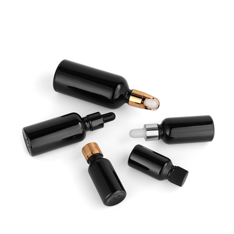 Black Glass Essential Oil Dropper Bottle for cosmetic
