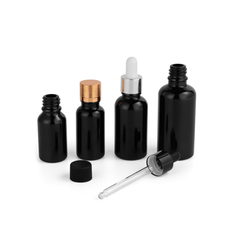 Black Glass Essential Oil Dropper Bottle for cosmetic