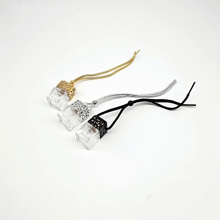 Black Gold Sliver Popular 5ml Square Shape car hanging Empty perfume car diffuser car perfume Glass bottle