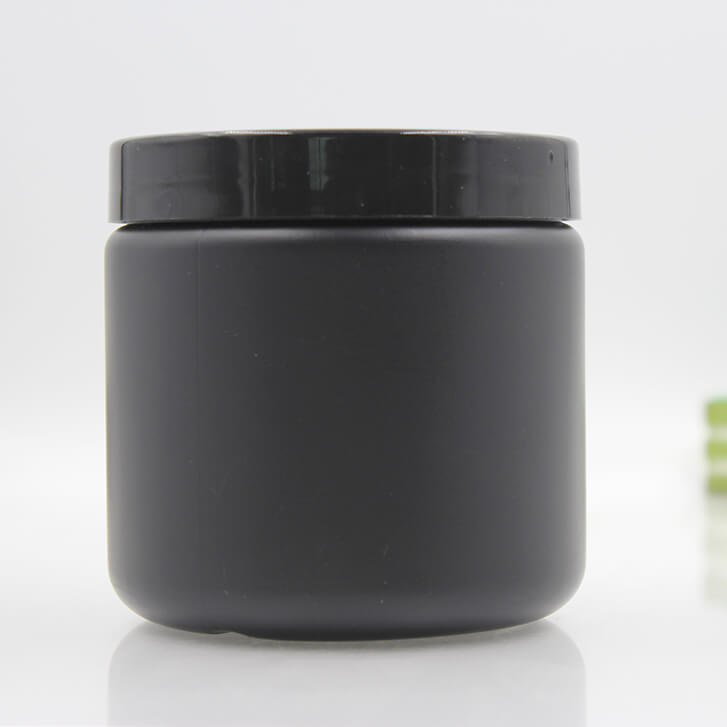 Black Hdpe 16 Oz 500ml Cream Plastic Jar Container For Pomade
