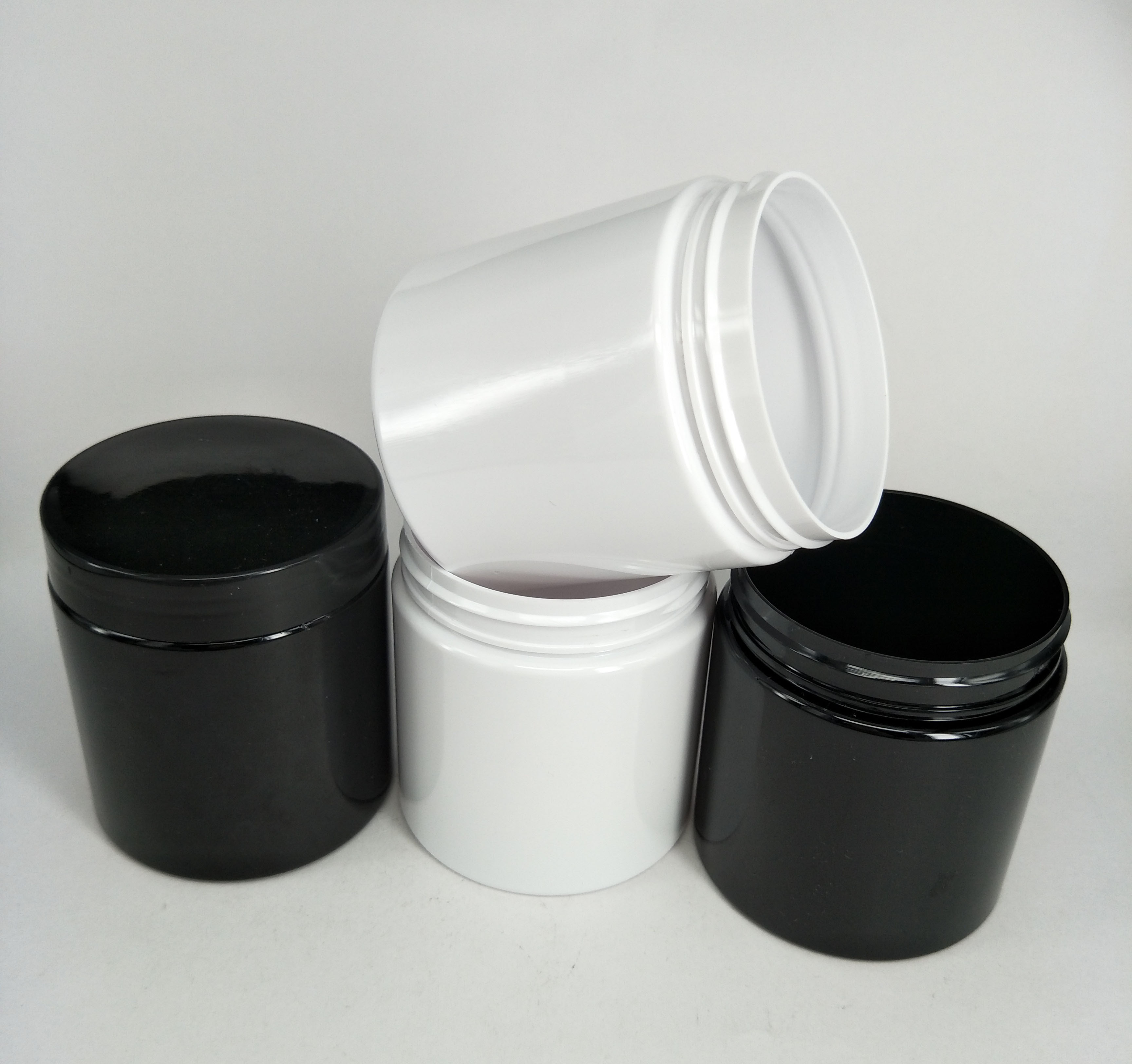 Black Matte Soft Touch or Shiny black PET Protein Powder Jar