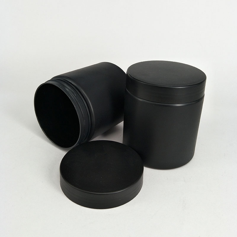Black Matte Soft Touch or Shiny black PET Protein Powder Jar