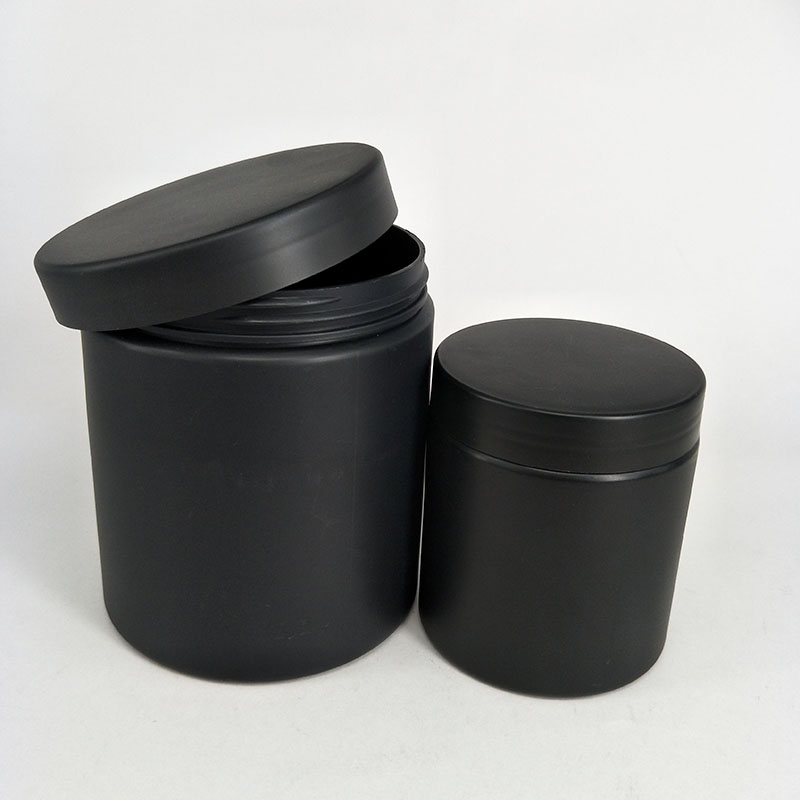 Black Matte Soft Touch or Shiny black PET Protein Powder Jar