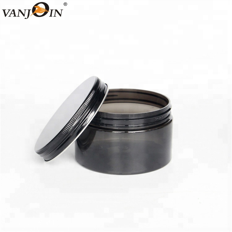 Black PET plastic jars for cosmetics with lids body scrub container 4oz 8oz plastic lip scrub container