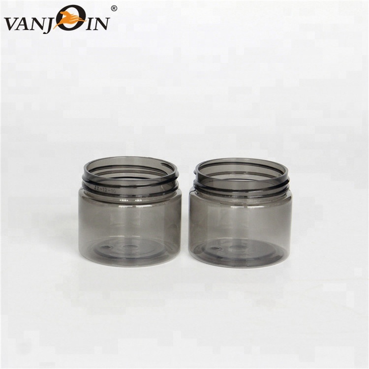 Black PET plastic jars for cosmetics with lids body scrub container 4oz 8oz plastic lip scrub container