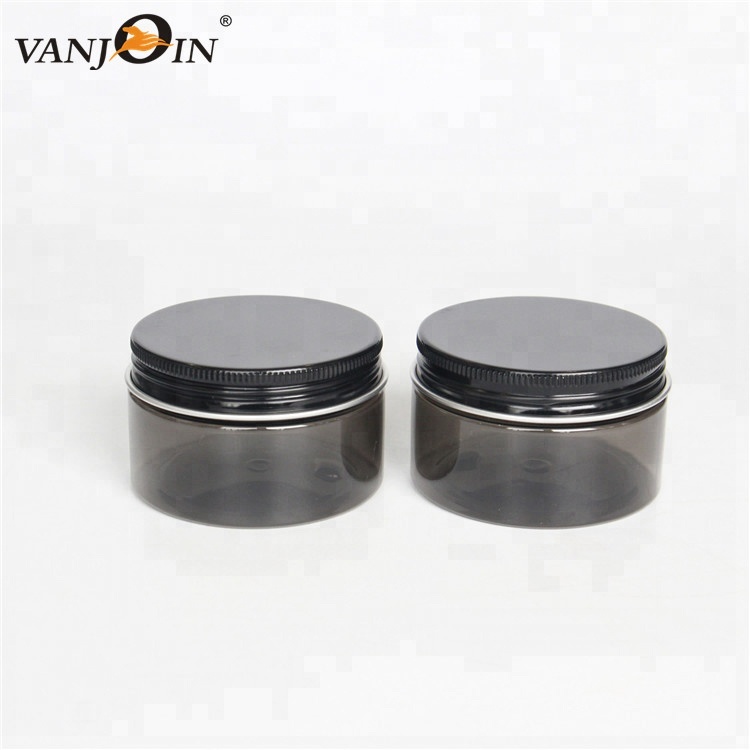 Black PET plastic jars for cosmetics with lids body scrub container 4oz 8oz plastic lip scrub container