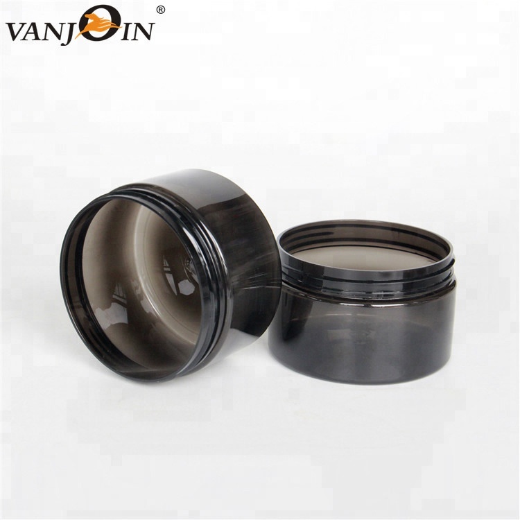 Black PET plastic jars for cosmetics with lids body scrub container 4oz 8oz plastic lip scrub container