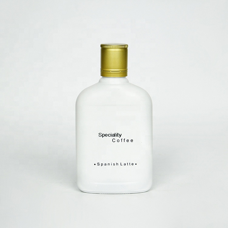 Black Painting Flat 200ml Hip Flask Beverage Frost Cold Brew Iced Coffee Wine Bottle Glass With Cap