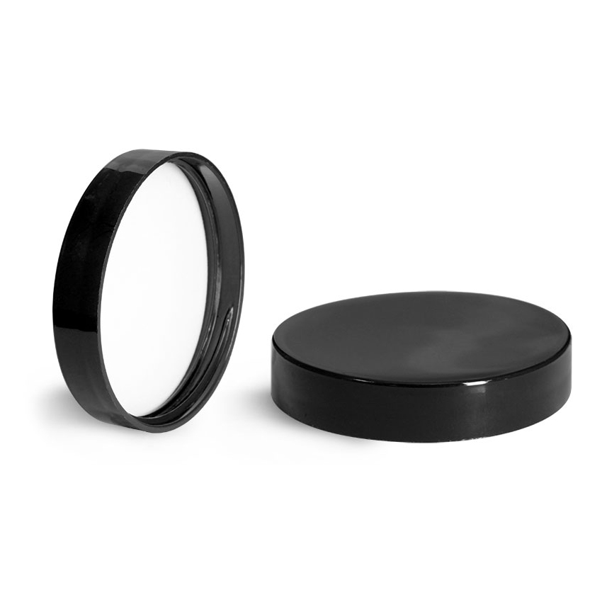 Black Polypropylene 4oz Double Wall Straight Sided Jars with Smooth Black PE Lined Caps 4oz double wall plastic jar with lid