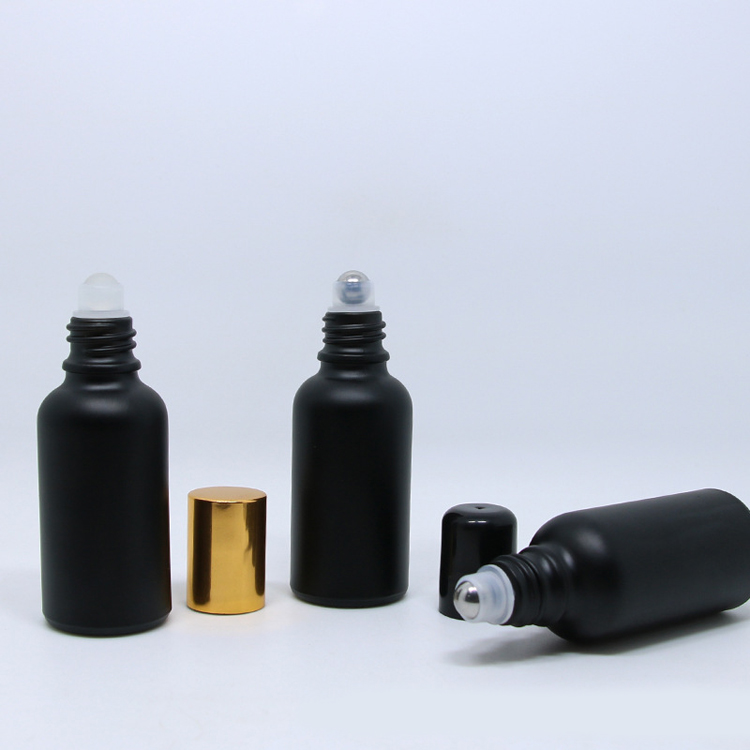 Black Roll on Glass Essential Oil Roller Bottles 15 ml for Perfume